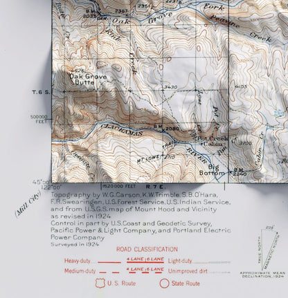 Mount Hood, Oregon ~ Shaded Relief 2D Map Print