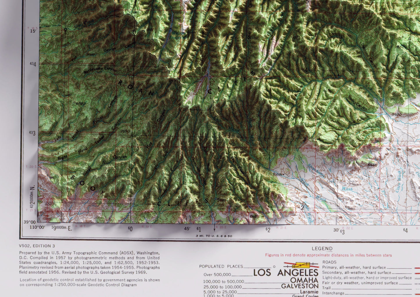 Grand Junction, Colorado ~ Shaded Relief 2D Map Print