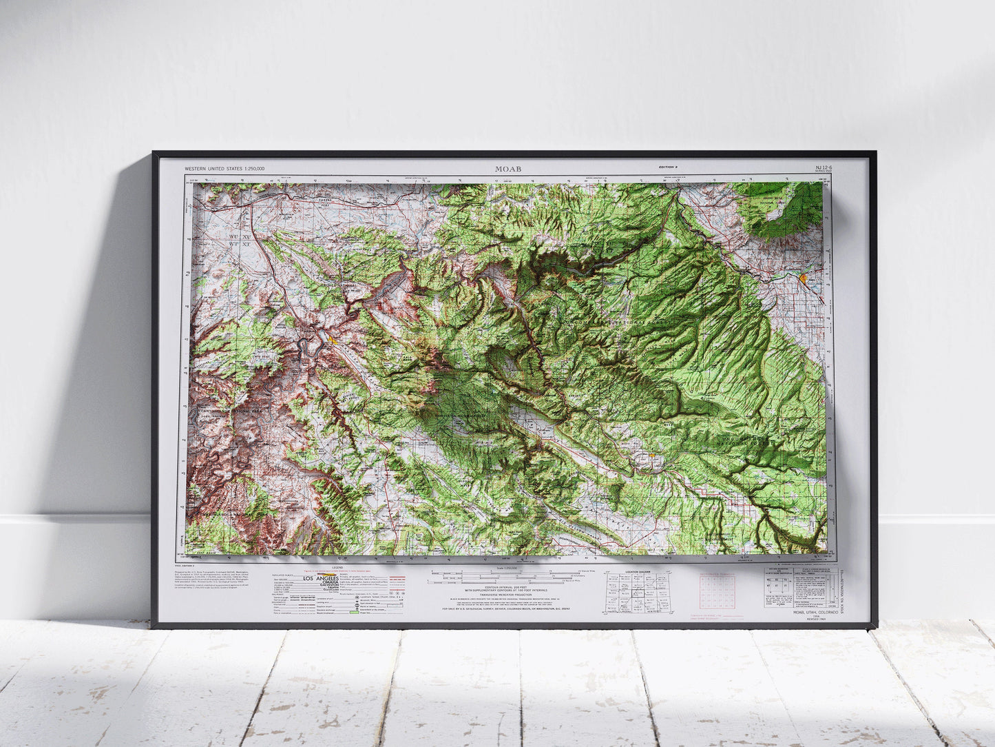 Moab, Utah ~ Shaded Relief 2D Map Print