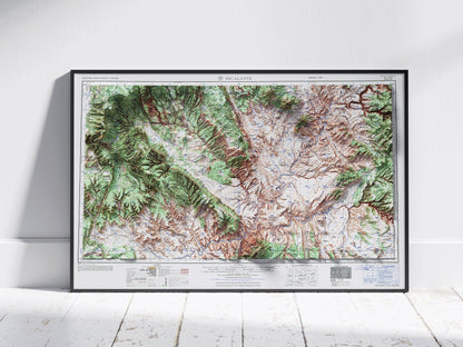 Escalante, Glen Canyon, Grand Staircase, Utah ~ Shaded Relief 2D Map Print