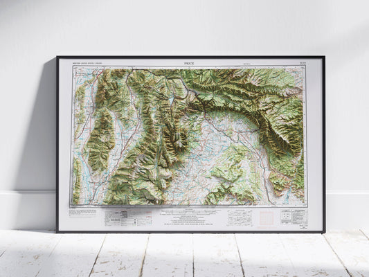 Price, Utah, Manti La Sal ~ Shaded Relief 2D Map Print