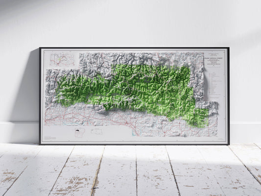 Ozark National Forest, Arkansas ~ Shaded Relief 2D Map Print