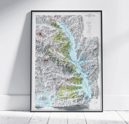 Sabine National Forest, Texas ~ Shaded Relief 2D Map Print