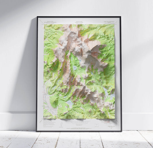 Pikes Peak, Colorado ~ Vintage Shaded Relief 2D Map Print