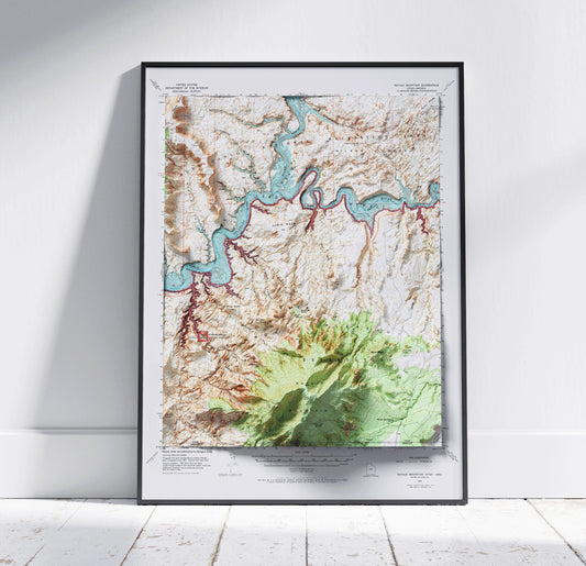 Navajo Mountain, Utah ~ Vintage Shaded Relief 2D Map Print