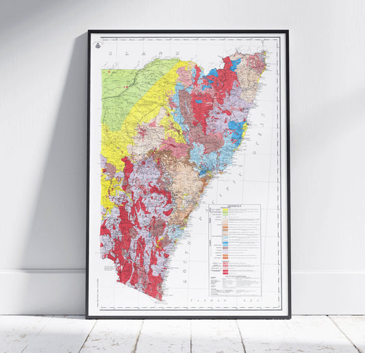 New South Wales Vintage Geological Map Print ~ Australia Topography