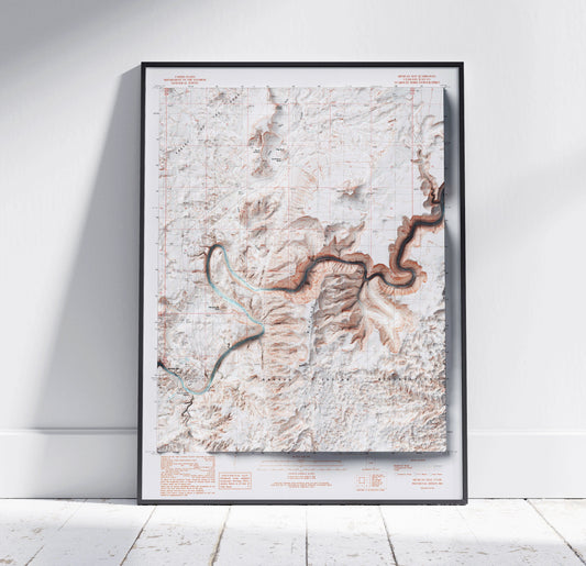 Mexican Hat, Utah ~ Vintage Shaded Relief 2D Map Print