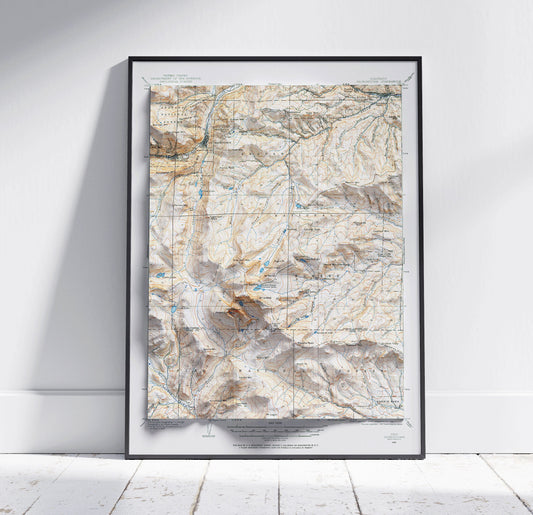 Mount Evans & Georgetown, Colorado ~ Vintage Shaded Relief 2D Map Print