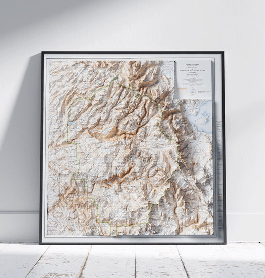 Yosemite National Park ~ Vintage Style 2D Shaded Relief Map Print