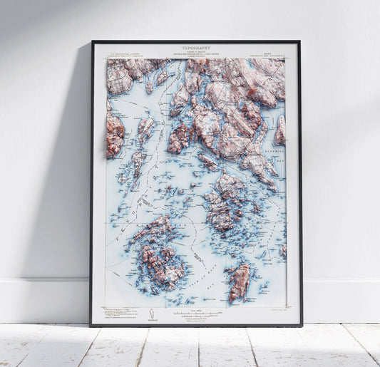 Penobscot Bay, Maine ~ Vintage Shaded Relief 2D Map Print