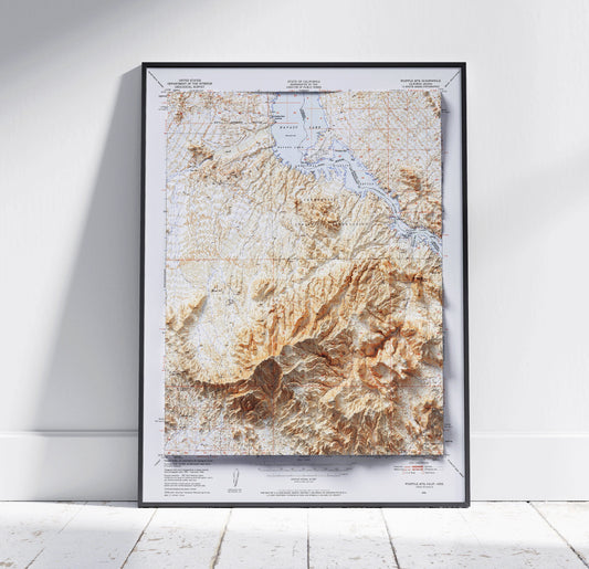 Lake Havasu & Whipple Mountains, Arizona / California ~ Vintage Shaded Relief 2D Map Print