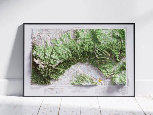 Grand Junction, Colorado ~ Shaded Relief 2D Map Print