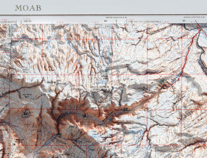 Moab, Utah ~ Shaded Relief 2D Map Print