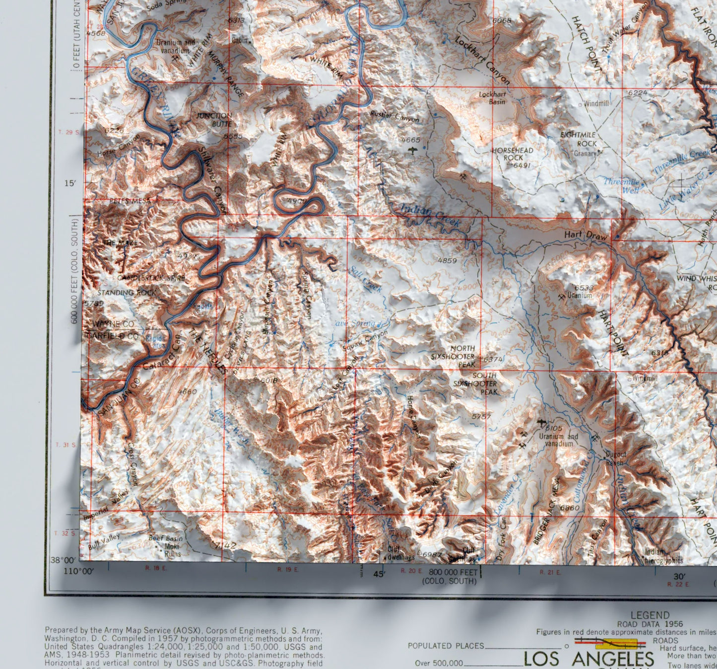 Moab, Utah ~ Shaded Relief 2D Map Print