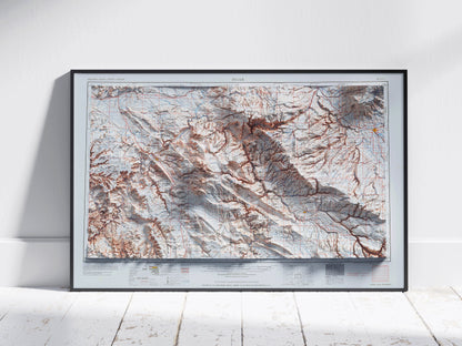 Moab, Utah ~ Shaded Relief 2D Map Print