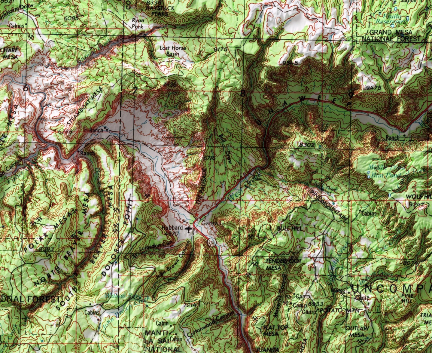 Moab, Utah ~ Shaded Relief 2D Map Print