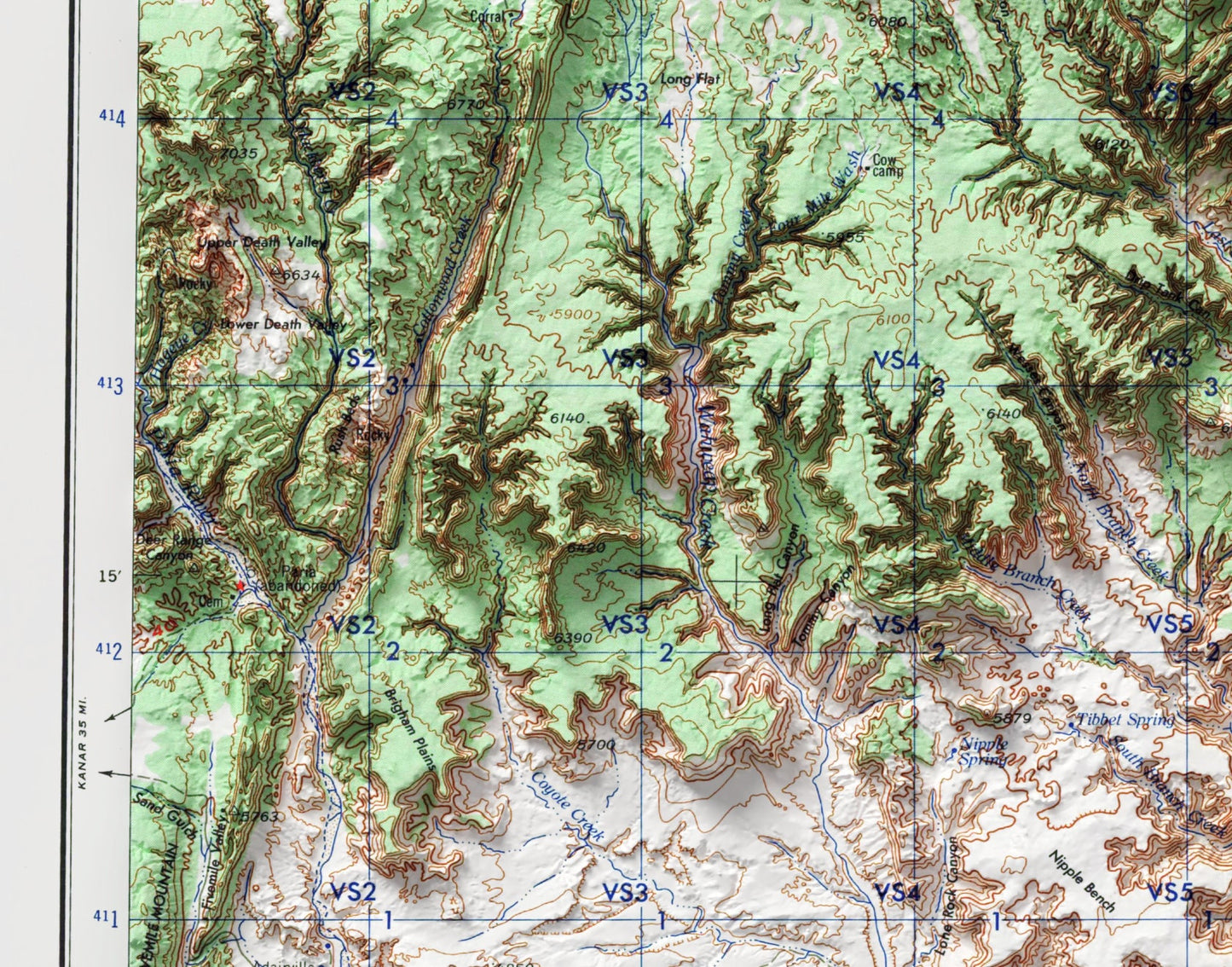 Escalante, Glen Canyon, Grand Staircase, Utah ~ Shaded Relief 2D Map Print