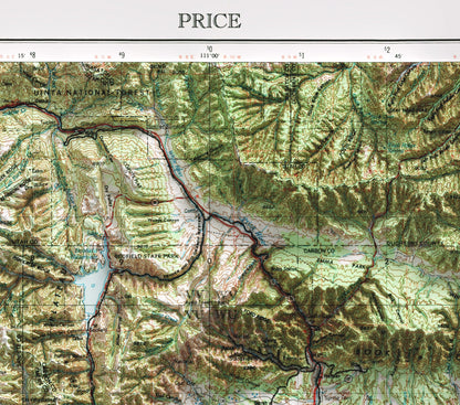 Price, Utah, Manti La Sal ~ Shaded Relief 2D Map Print