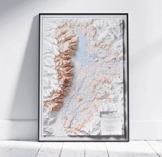 Grand Teton National Park, Wyoming ~ Vintage Shaded Relief 2D Map Print