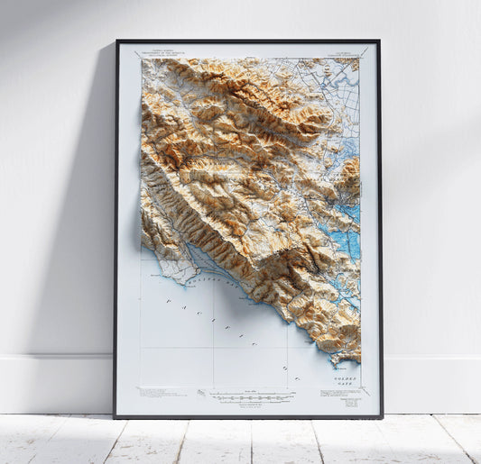 Tamalpais, Marin County, California ~ Vintage Shaded Relief 2D Map Print