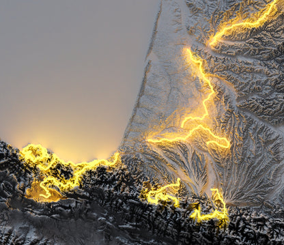 Tour de France 2023 Route ~ 2D Shaded Relief Map Print ~ Topographic