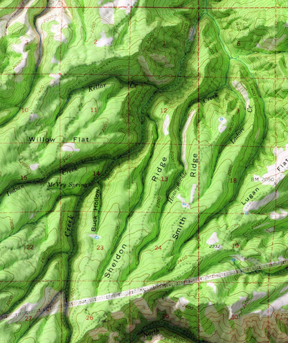 White Salmon & Columbia River, Oregon/Washington ~ Shaded Relief 2D Map Print