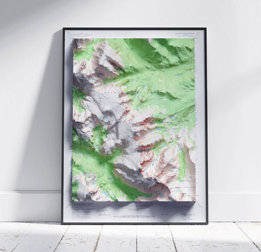 McHenrys Peak, Colorado ~ Vintage Shaded Relief 2D Map Print