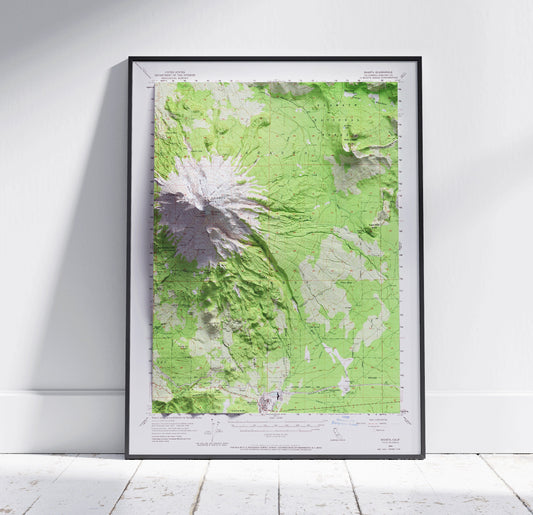 Mount Shasta, California ~ Vintage Shaded Relief 2D Map Print