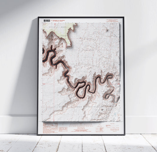 Goosenecks State Park, Utah ~ Vintage Shaded Relief 2D Map Print