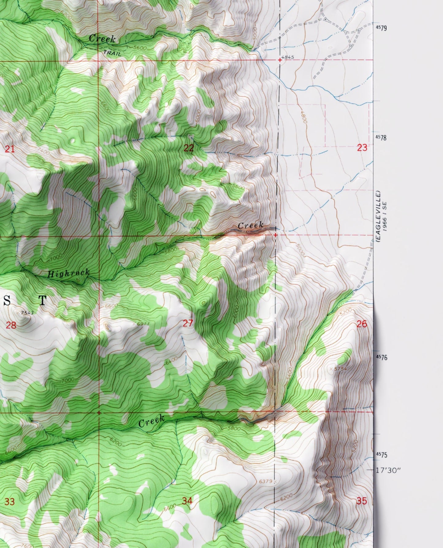 Eagle Peak, California ~ Vintage Shaded Relief 2D Map Print