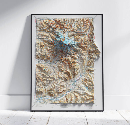 Mount Rainier, Washington ~ Vintage Shaded Relief 2D Map Print