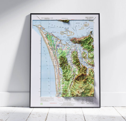 Astoria, Oregon ~ Vintage Shaded Relief 2D Map Print