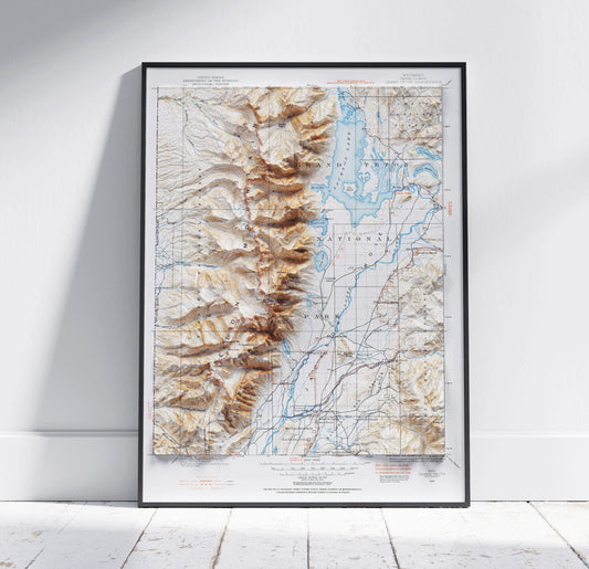 Grand Teton, Wyoming ~ Vintage Shaded Relief 2D Map Print