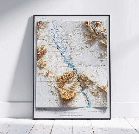 Mohave Canyon & The Needles, Arizona / California ~ Vintage Shaded Relief 2D Map Print