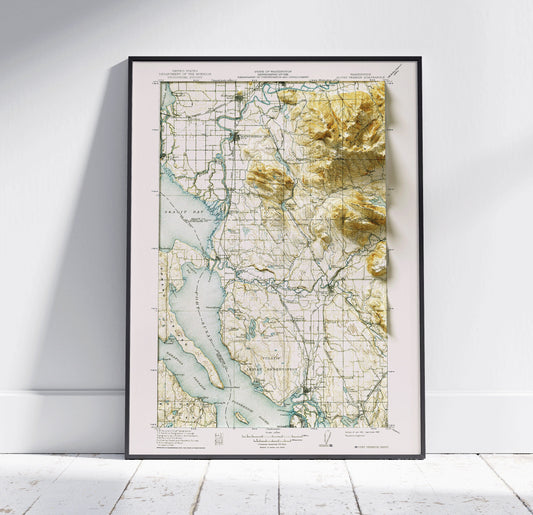 Mount Vernon, Washington ~ Vintage Shaded Relief 2D Map Print