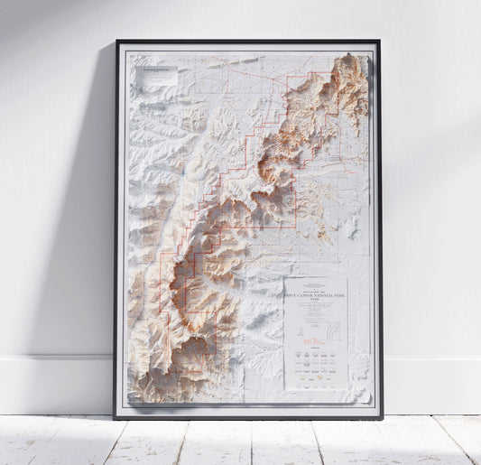 Bryce Canyon National Park, Utah ~ Vintage Shaded Relief 2D Map Print