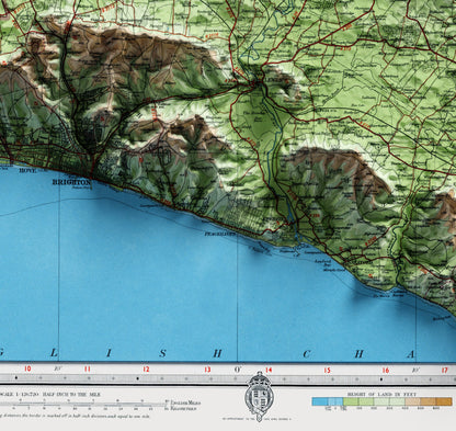 Sussex ~ 2D Shaded Relief Map Vintage Atlas Style Print