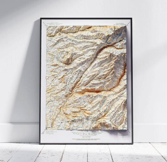 Big Trees, California ~ Vintage Shaded Relief 2D Map Print