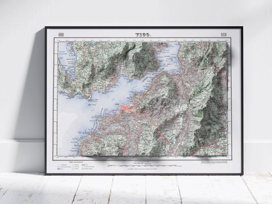 Vigo, Spain ~ Vintage Shaded Relief 2D Map Print