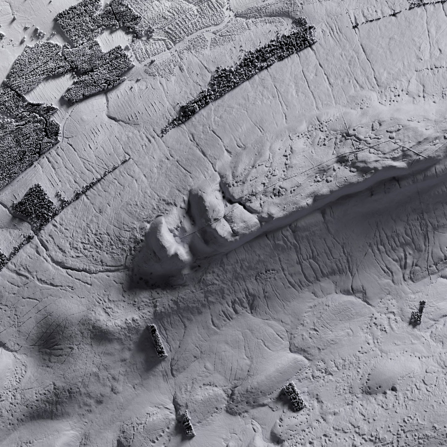 Pen-y-Ghent, Yorkshire Dales ~ Minimalist 2D Shaded Relief Print ~ Plain Topographic Map