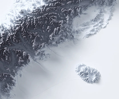 New Zealand ~ Modern 2D Shaded Relief Print ~ Plain Topographic Map