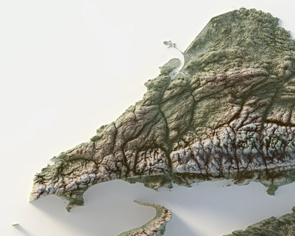 Nova Scotia, Canada ~ 2D Shaded Relief Print ~ Plain Topographic Map