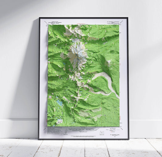 Mount Jefferson, Oregon ~ Vintage Shaded Relief 2D Map Print