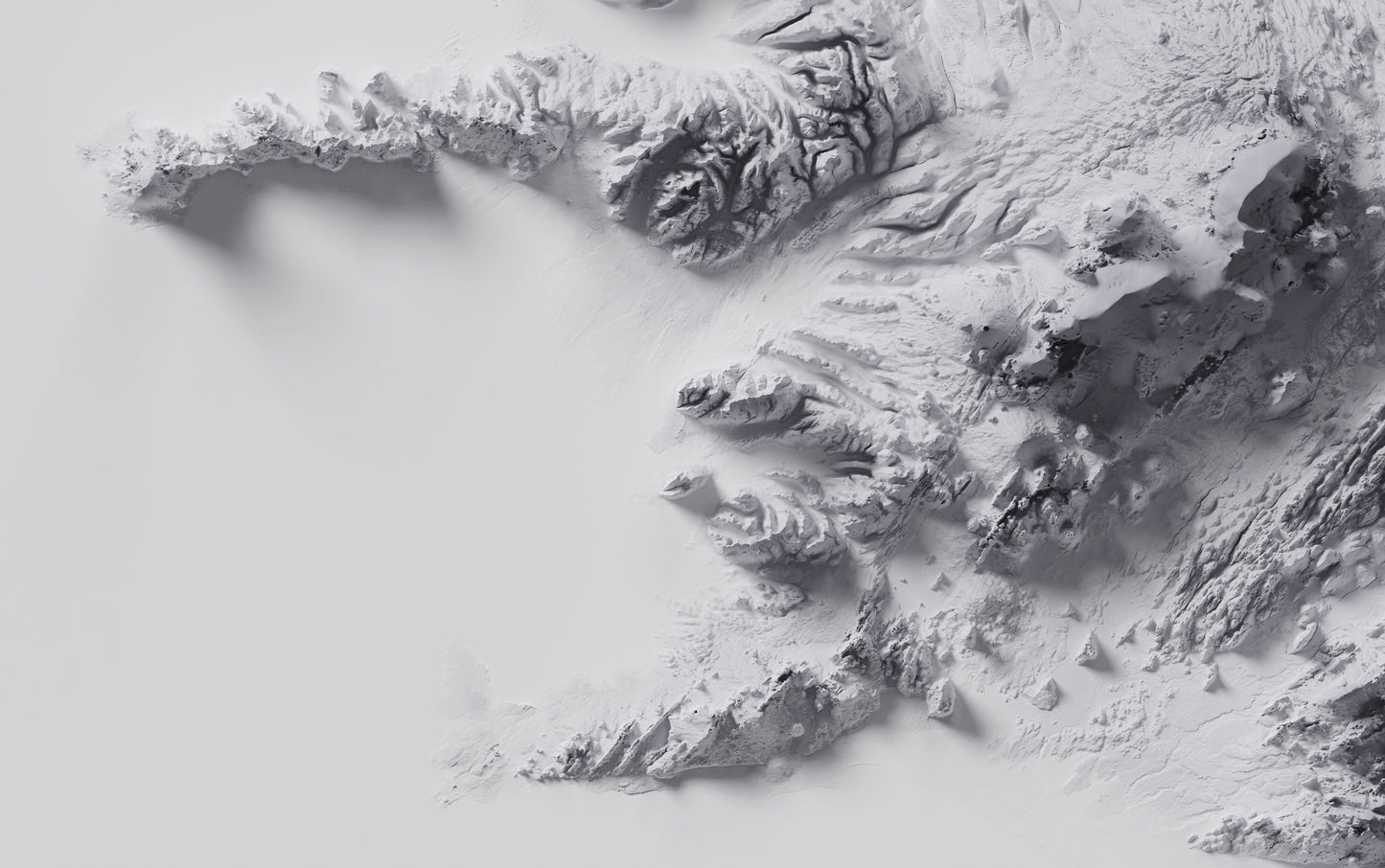 Iceland ~ Minimalist 2D Shaded Relief Print ~ Plain Topographic Map