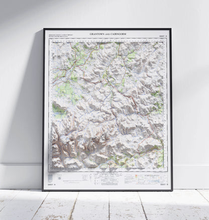 Grantown & Cairngorm, Scotland ~ 2D Shaded Relief Map Vintage Style Print