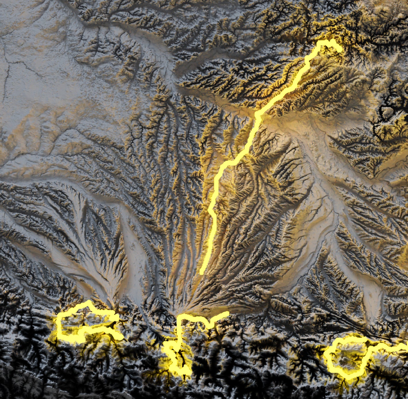 Tour de France 2022 Route ~ 2D Shaded Relief Map Print ~ Topographic