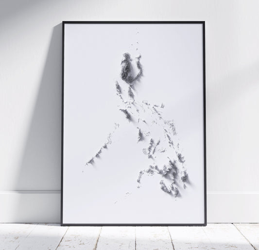 Philippines ~ Modern 2D Shaded Relief Print ~ Plain Topographic Map