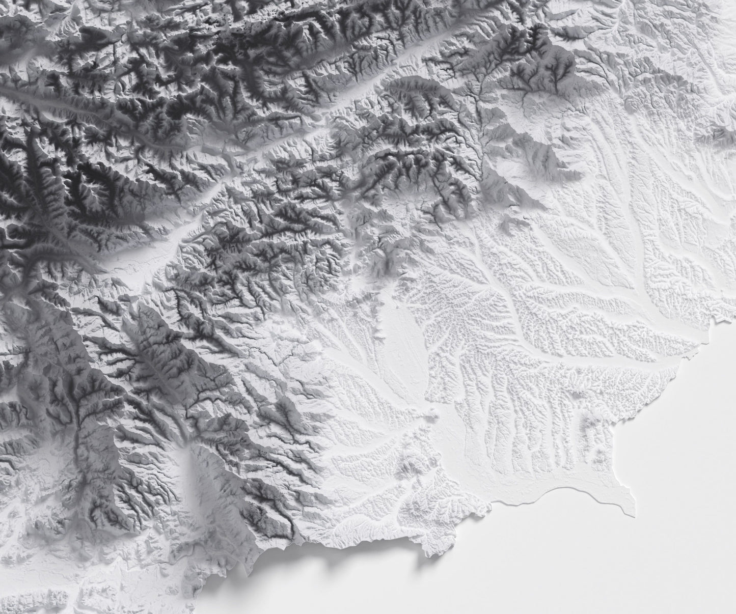 Austria ~ Modern 2D Shaded Relief Print ~ Plain Topographic Map