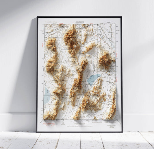 Sonoma Range, Nevada ~ Vintage Shaded Relief 2D Map Print