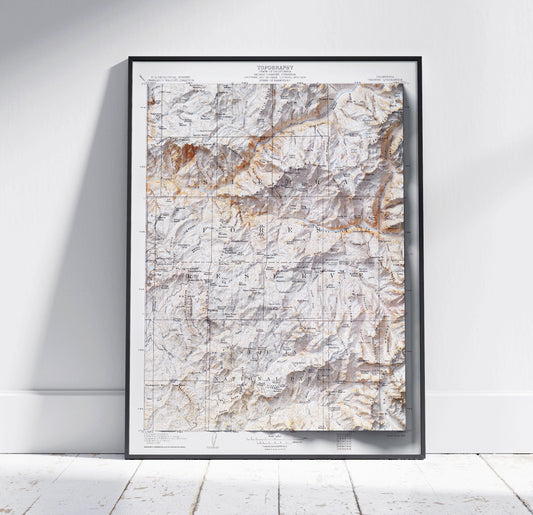 Tehipite, California ~ Vintage Shaded Relief 2D Map Print